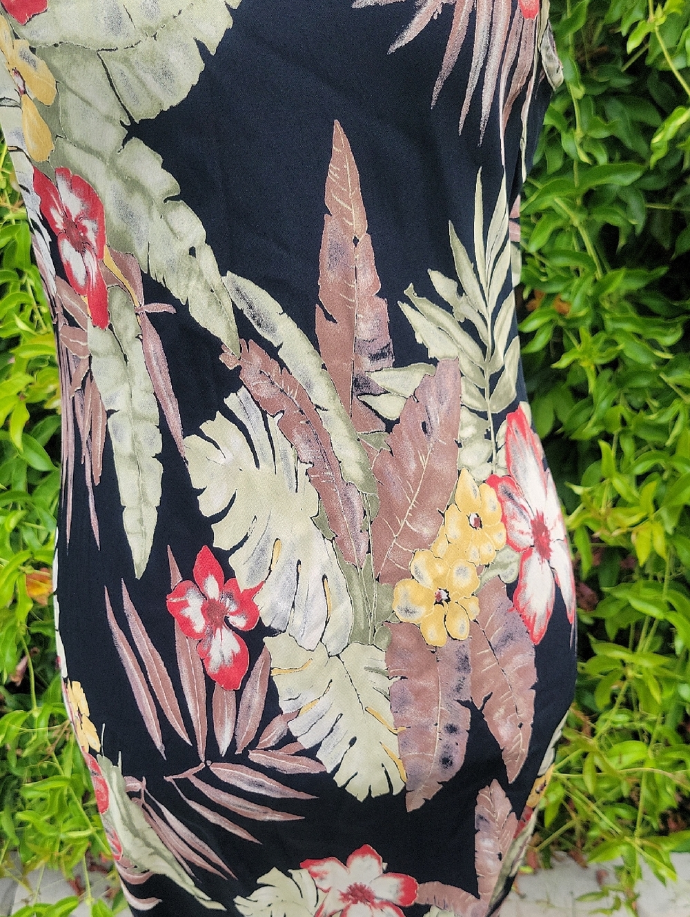 Vintage Karen Kane Black Tropical Floral Maxi Dress M - Picture 5 of 10